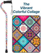 Vibrant FashionStix Colorful Collage: Comfort Grip Offset Cane Adjustable Walking Canes - Tophatter Daily Deals