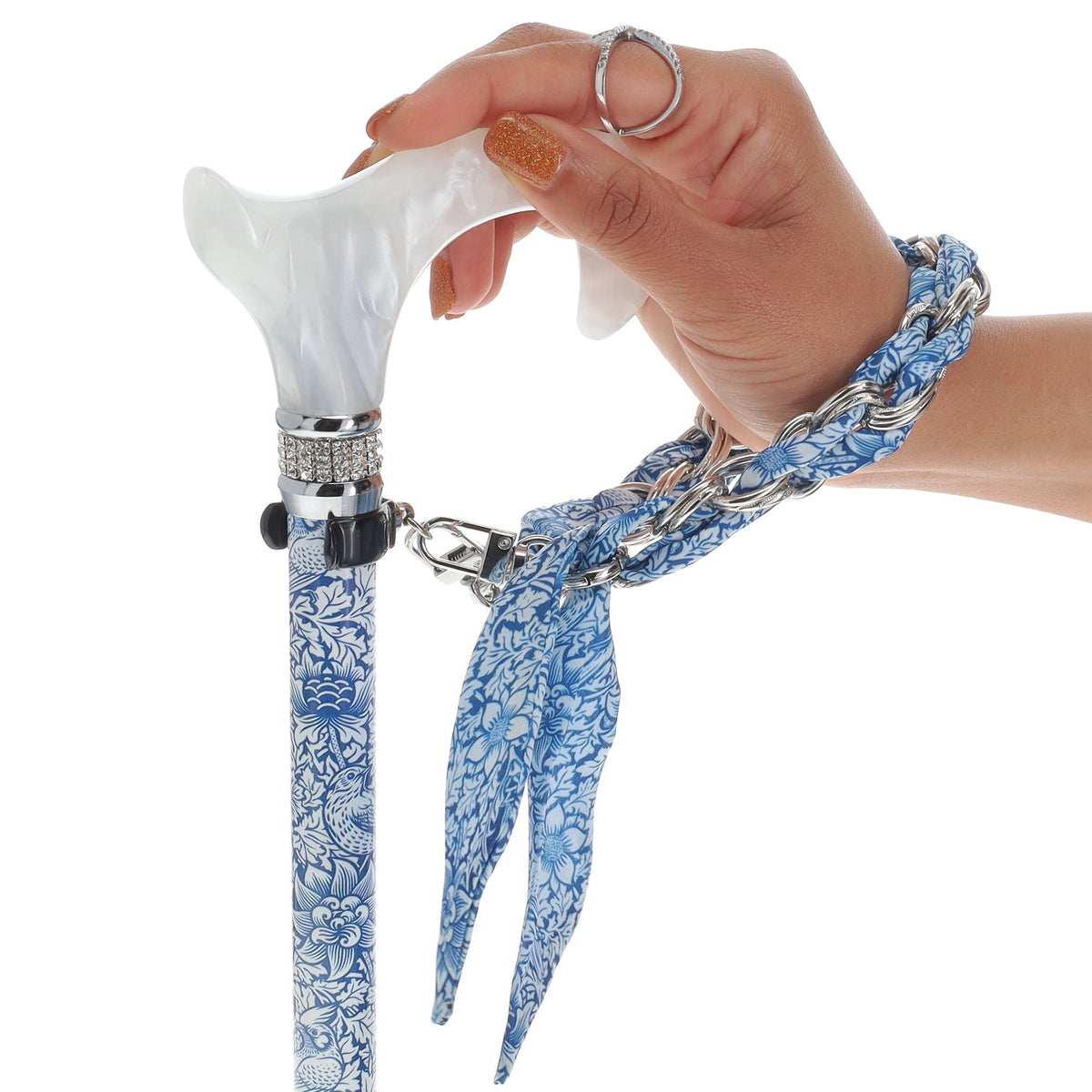 Songbird Harmony Rhinestone Pattern Orthopedic Derby Cane Adjustable - Tophatter Daily Deals