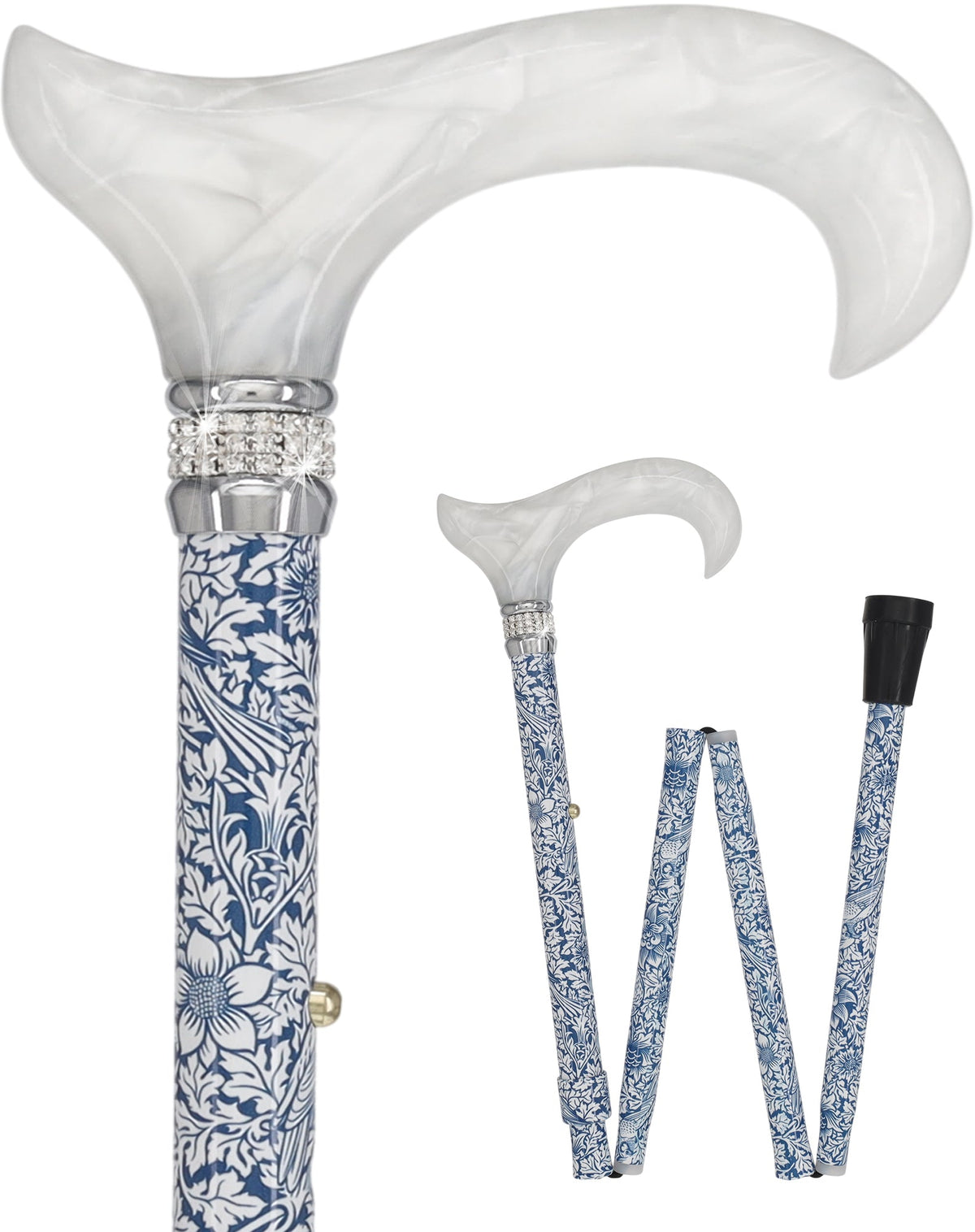 Songbird Harmony Folding Rhinestone Pattern Orthopedic Derby Cane Folding - Tophatter Daily Deals
