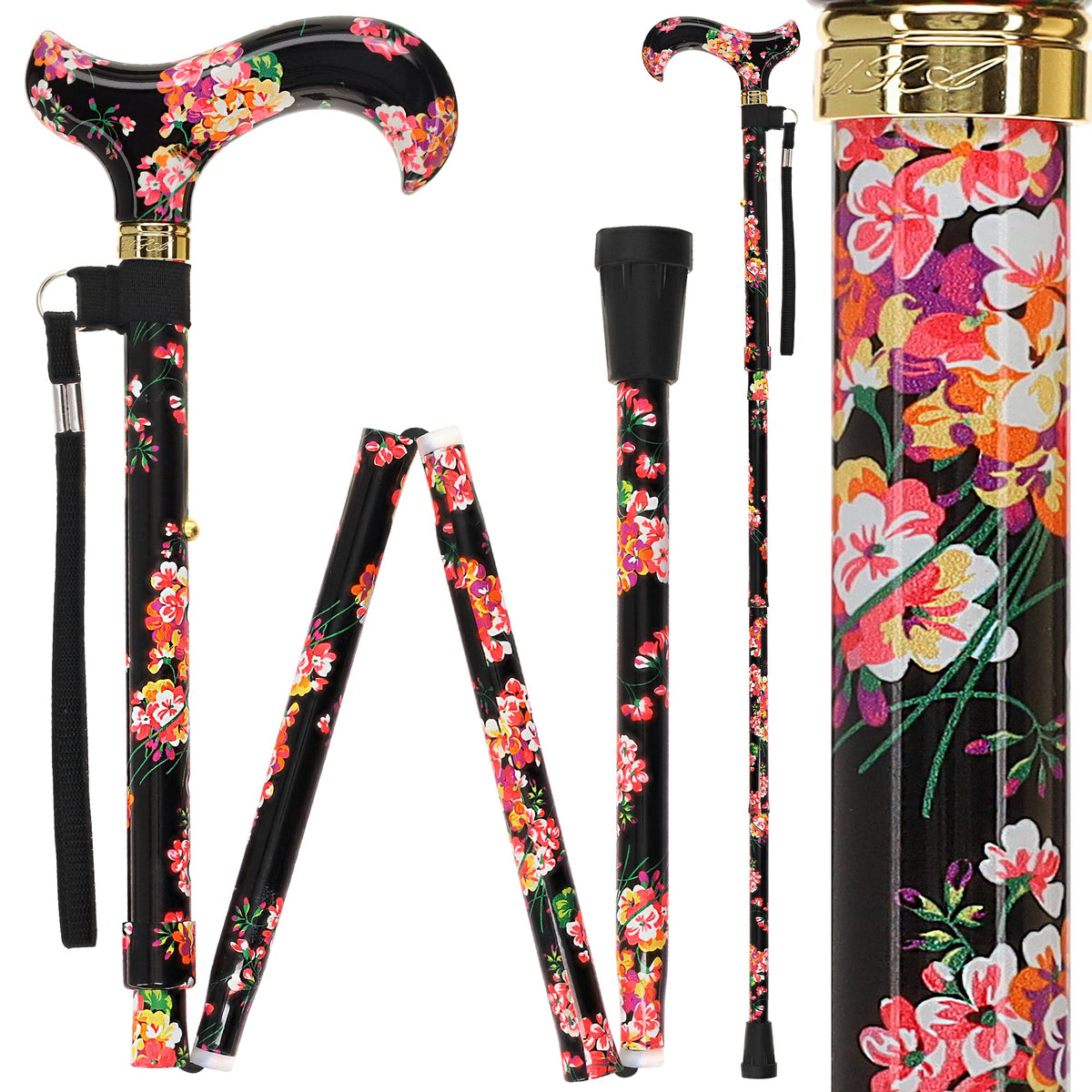 Blooming Floral FashionStix: Chic Folding Walking Cane Folding Canes - Tophatter Daily Deals