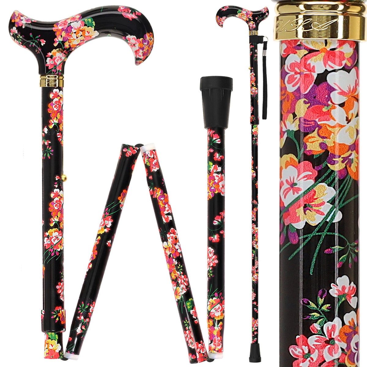 Blooming Floral FashionStix: Chic Folding Walking Cane Folding Canes - Tophatter Daily Deals