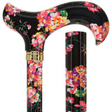 Midnight Floral Designer Cane: Luxury Silk Scarf Option Adjustable Walking Canes - Tophatter Daily Deals