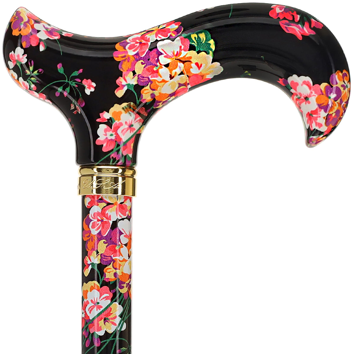 Midnight Floral Designer Cane: Luxury Silk Scarf Option Adjustable Walking Canes - Tophatter Daily Deals