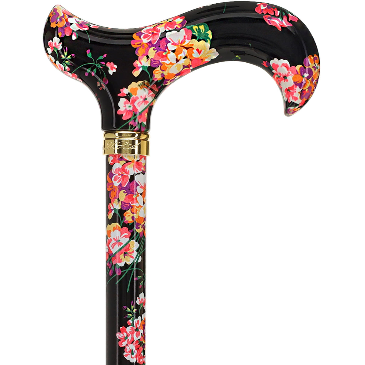 Midnight Floral Designer Cane: Luxury Silk Scarf Option No Adjustable Walking Canes - Tophatter Daily Deals