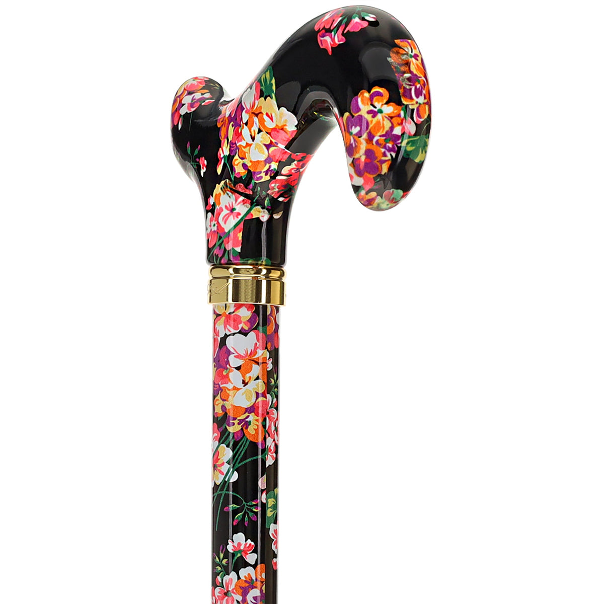 Midnight Floral Designer Cane: Luxury Silk Scarf Option Adjustable Walking Canes - Tophatter Daily Deals