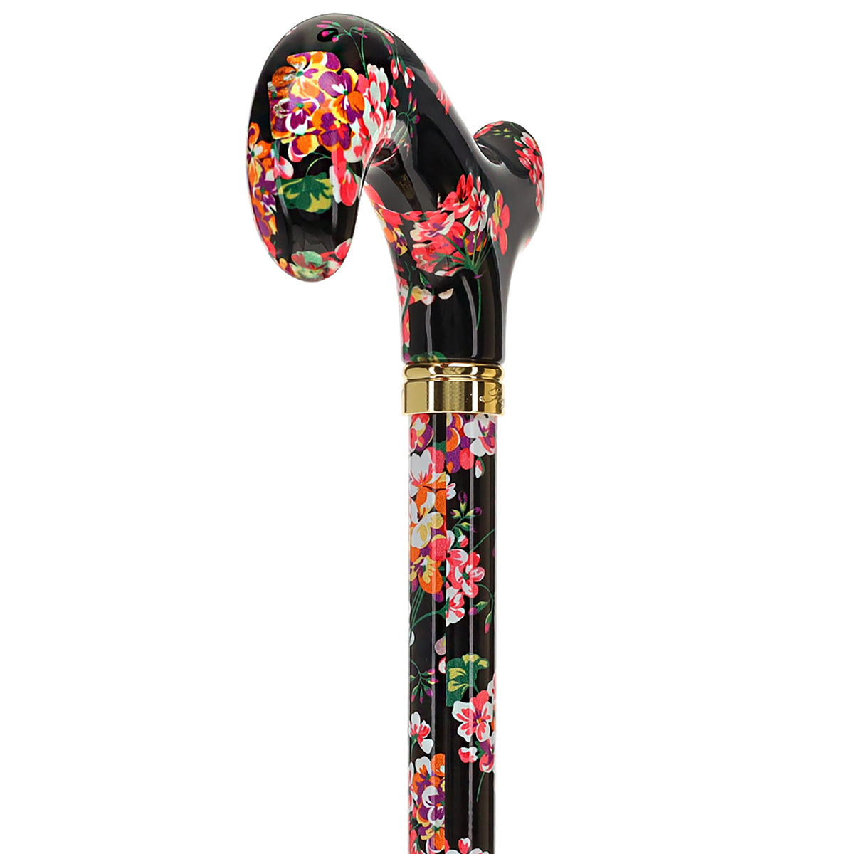 Midnight Floral Designer Cane: Luxury Silk Scarf Option Adjustable Walking Canes - Tophatter Daily Deals