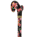 Midnight Floral Designer Cane: Luxury Silk Scarf Option Adjustable Walking Canes - Tophatter Daily Deals