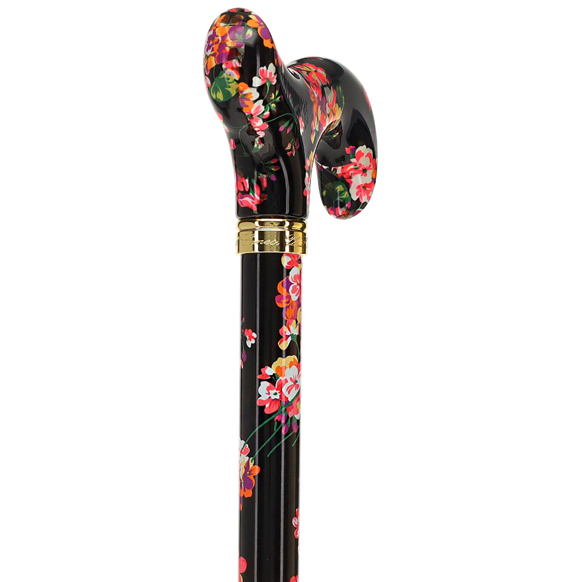 Midnight Floral Designer Cane: Luxury Silk Scarf Option Adjustable Walking Canes - Tophatter Daily Deals