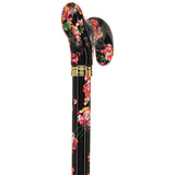 Midnight Floral Designer Cane: Luxury Silk Scarf Option Adjustable Walking Canes - Tophatter Daily Deals