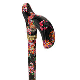 Midnight Floral Designer Cane: Luxury Silk Scarf Option Adjustable Walking Canes - Tophatter Daily Deals