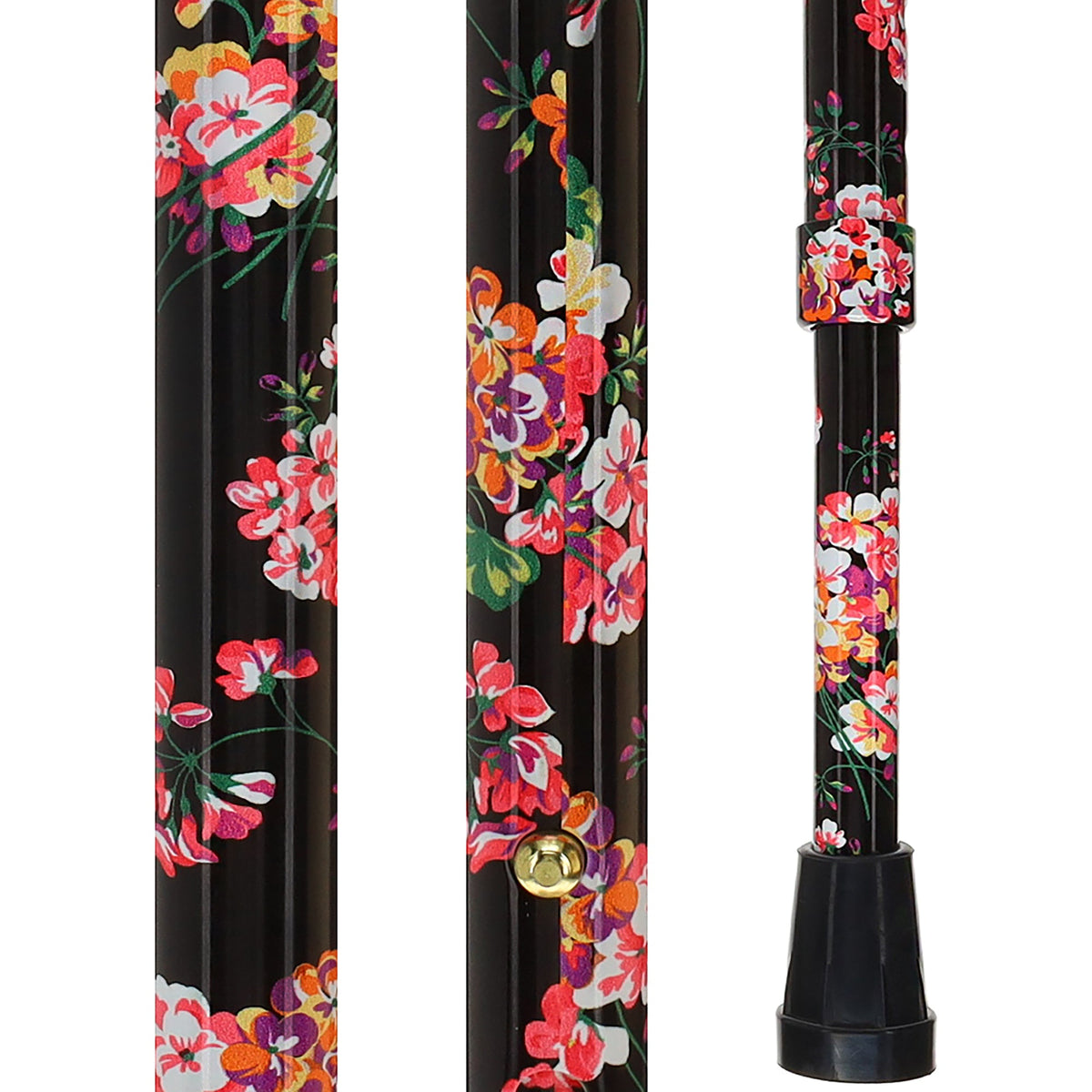 Midnight Floral Designer Cane: Luxury Silk Scarf Option Adjustable Walking Canes - Tophatter Daily Deals