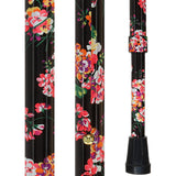 Midnight Floral Designer Cane: Luxury Silk Scarf Option Adjustable Walking Canes - Tophatter Daily Deals