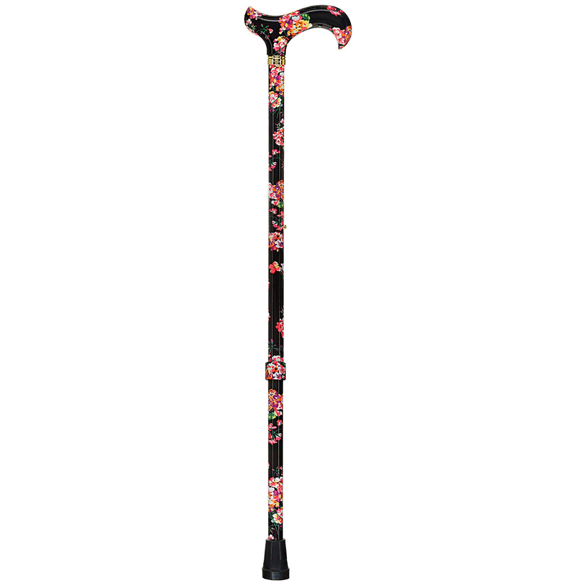 Midnight Floral Designer Cane: Luxury Silk Scarf Option Adjustable Walking Canes - Tophatter Daily Deals