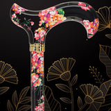 Midnight Floral Designer Cane: Luxury Silk Scarf Option Adjustable Walking Canes - Tophatter Daily Deals