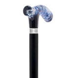 Blue & Clear Acrylic Bubble Handle Cane - Custom Wooden Shaft Pearl Swirl Lucite Designer Walking Canes - Tophatter Daily Deals