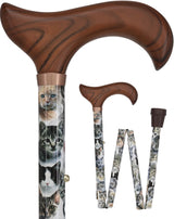 Cat Lovers: Designer Folding Adjustable Cane w/ Wooden Handle Cat Walking Canes - Tophatter Daily Deals