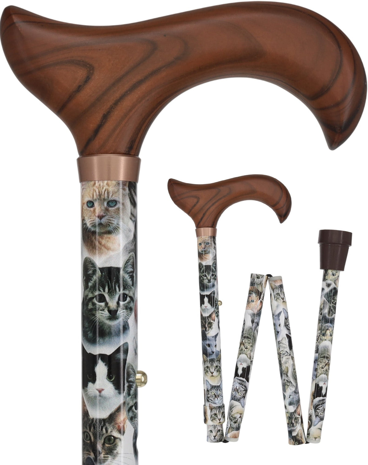 Cat Lovers: Designer Folding Adjustable Cane w/ Wooden Handle Cat Walking Canes - Tophatter Daily Deals