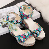 Bohemian high heel sandals Blue 0 - Tophatter Daily Deals