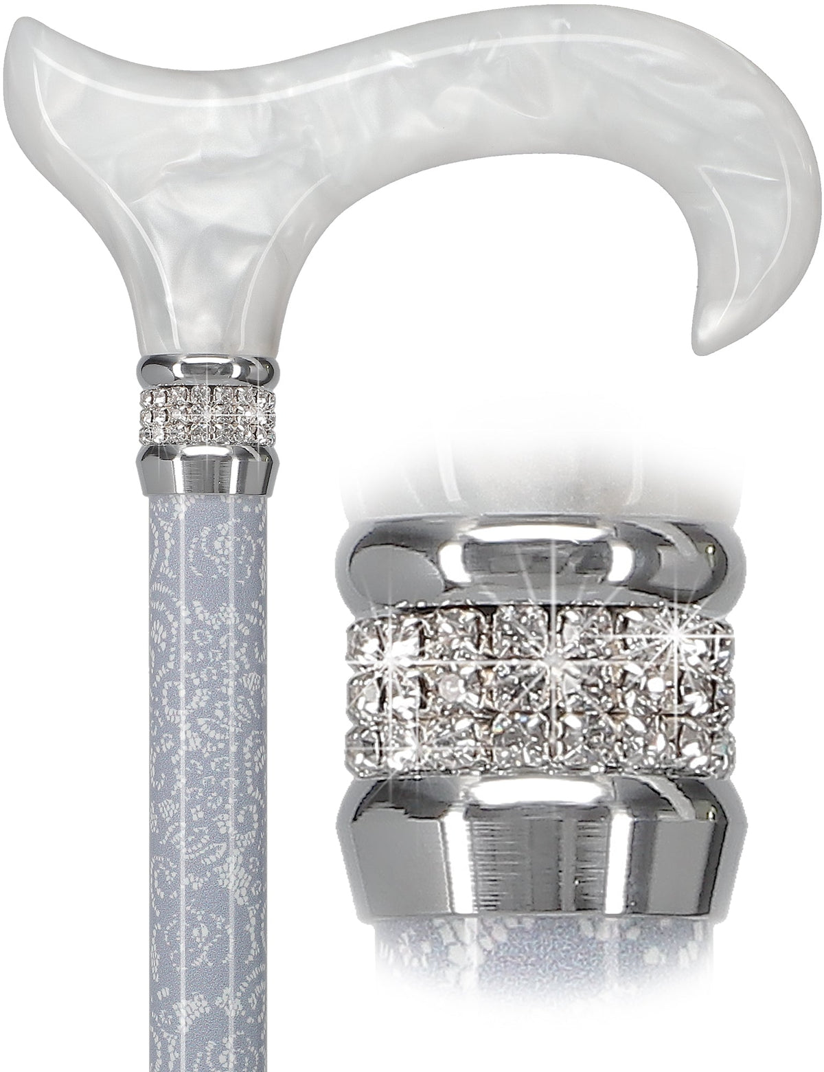 Exquisite Rhinestone Pearlz Adjustable Orthopedic Derby Cane Adjustable Walking Canes - Tophatter Daily Deals