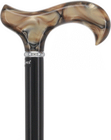 Golden Sienna Derby Cane: Pearlescent Acrylic, Beechwood Pearl Swirl Lucite Designer Walking Canes - Tophatter Daily Deals