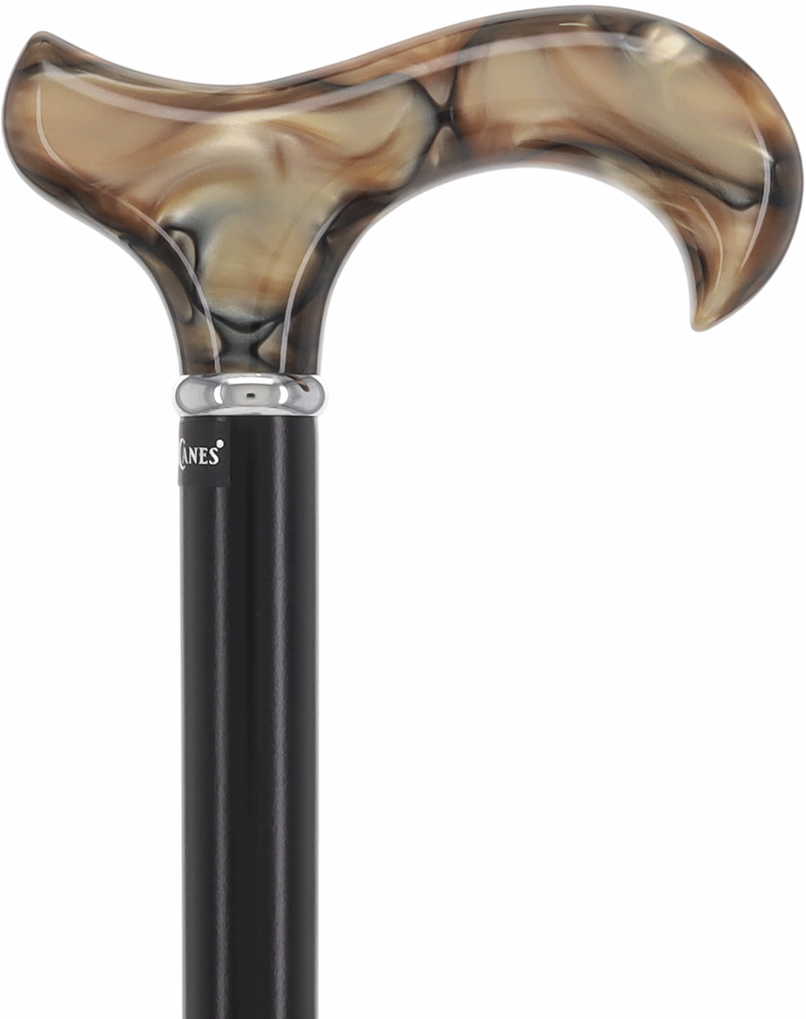 Golden Sienna Derby Cane: Pearlescent Acrylic, Beechwood Pearl Swirl Lucite Designer Walking Canes - Tophatter Daily Deals