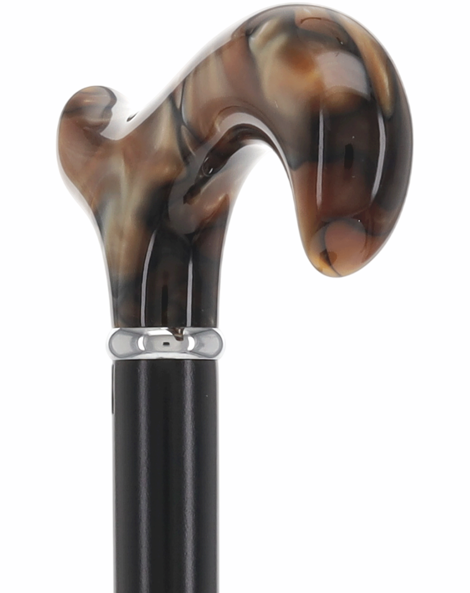 Golden Sienna Derby Cane: Pearlescent Acrylic, Beechwood Pearl Swirl Lucite Designer Walking Canes - Tophatter Daily Deals
