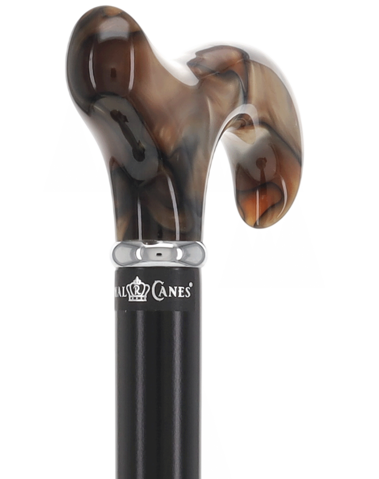 Golden Sienna Derby Cane: Pearlescent Acrylic, Beechwood Pearl Swirl Lucite Designer Walking Canes - Tophatter Daily Deals