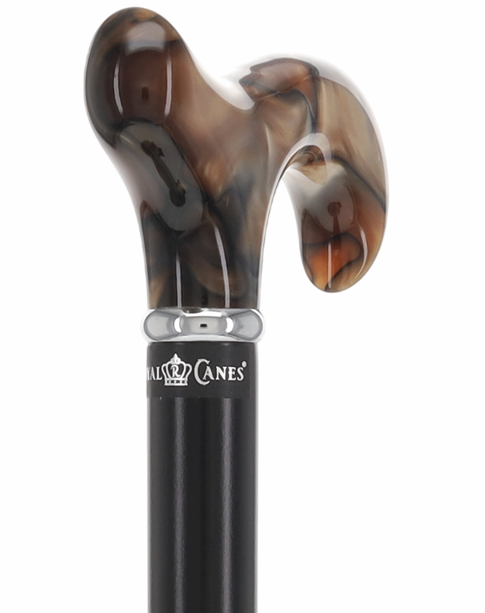 Golden Sienna Derby Cane: Pearlescent Acrylic, Beechwood Pearl Swirl Lucite Designer Walking Canes - Tophatter Daily Deals