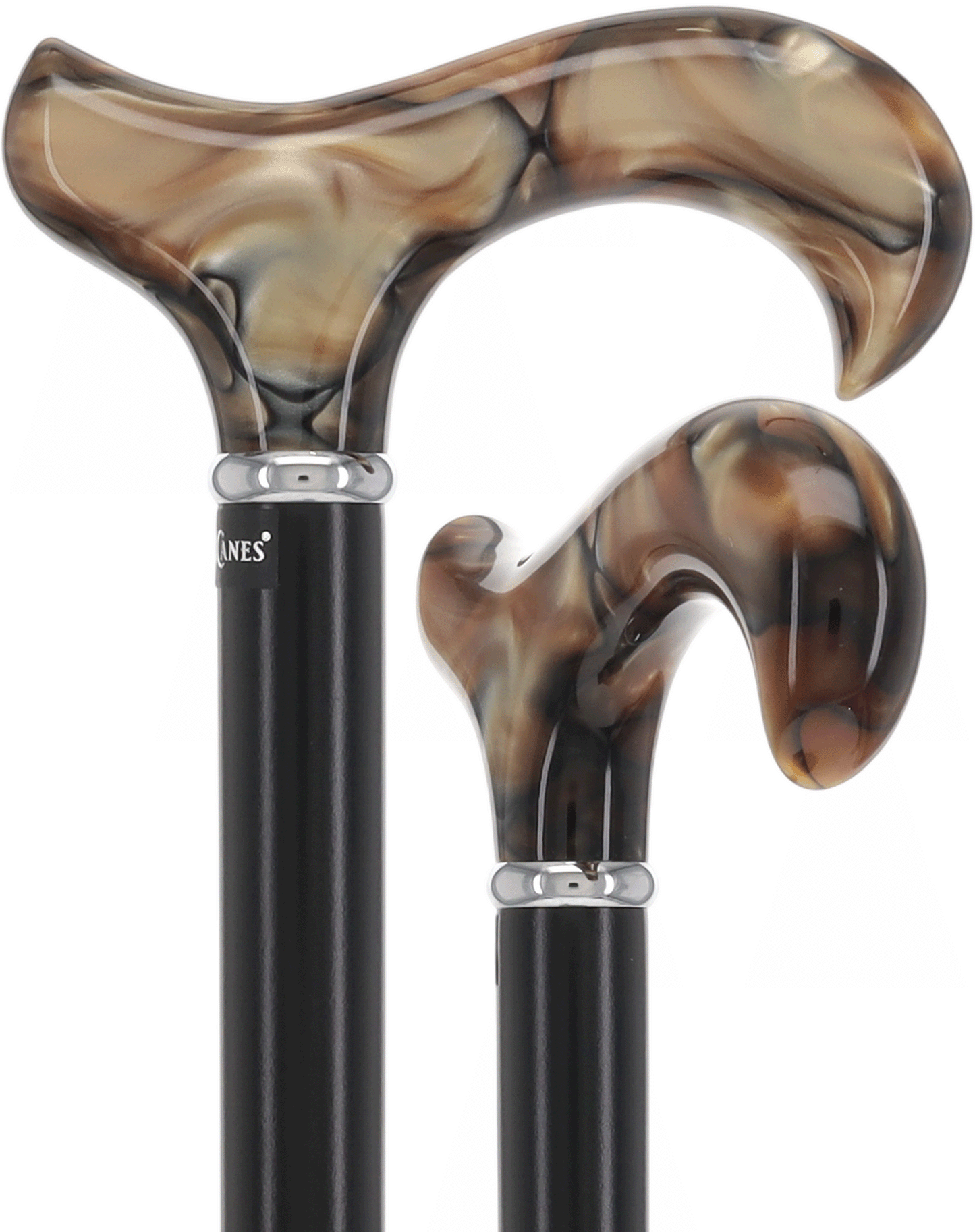 Golden Sienna Derby Cane: Pearlescent Acrylic, Beechwood Pearl Swirl Lucite Designer Walking Canes - Tophatter Daily Deals