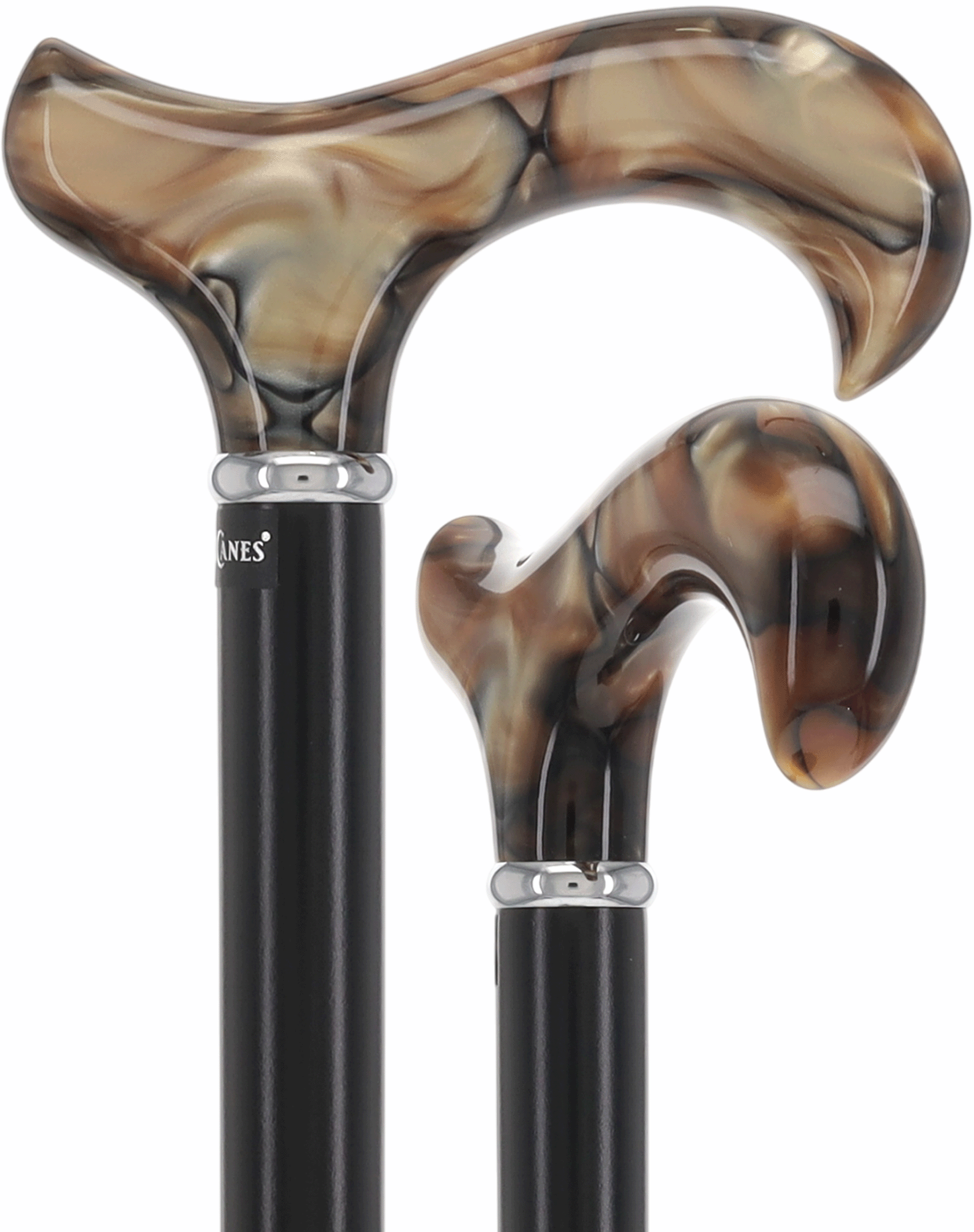 Golden Sienna Derby Cane: Pearlescent Acrylic, Beechwood Pearl Swirl Lucite Designer Walking Canes - Tophatter Daily Deals