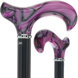 Vivid Purple Swirl Derby Cane: Pearlescent Acrylic Pearl Swirl Lucite Designer Walking Canes - Tophatter Daily Deals
