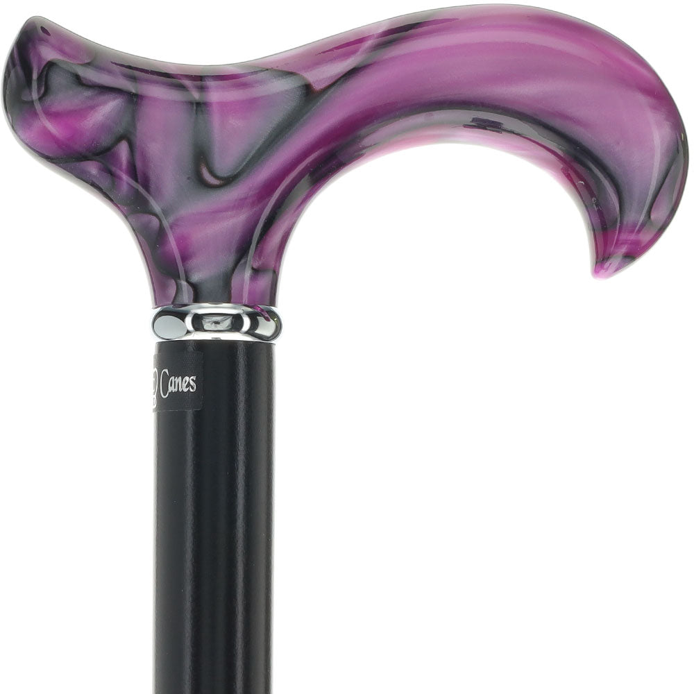 Vivid Purple Swirl Derby Cane: Pearlescent Acrylic Pearl Swirl Lucite Designer Walking Canes - Tophatter Daily Deals