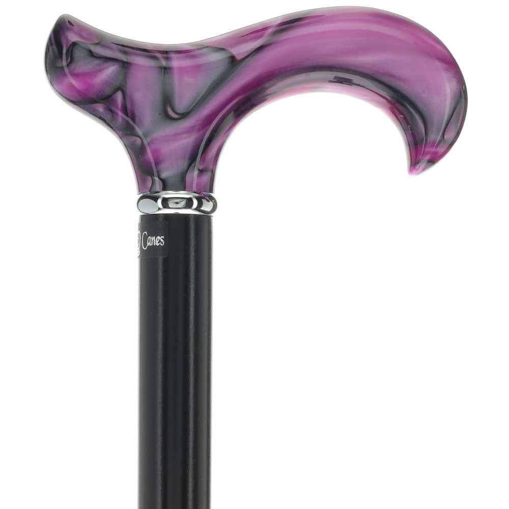Vivid Purple Swirl Derby Cane: Pearlescent Acrylic Pearl Swirl Lucite Designer Walking Canes - Tophatter Daily Deals