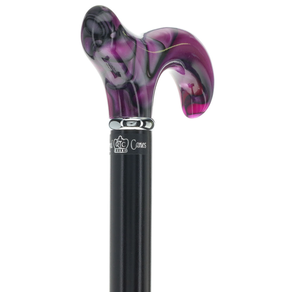 Vivid Purple Swirl Derby Cane: Pearlescent Acrylic Pearl Swirl Lucite Designer Walking Canes - Tophatter Daily Deals