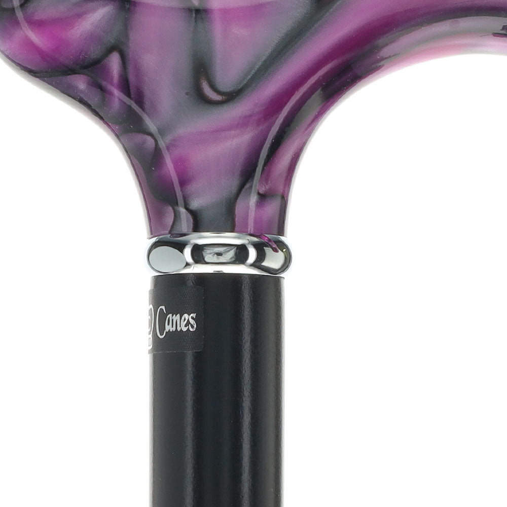 Vivid Purple Swirl Derby Cane: Pearlescent Acrylic Pearl Swirl Lucite Designer Walking Canes - Tophatter Daily Deals