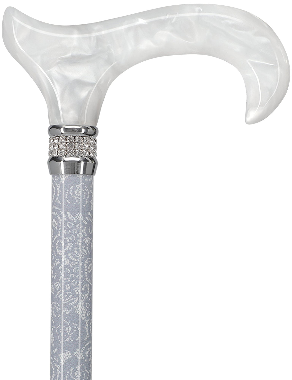 Graceful Lace Pearlz Folding Designer Adjustable Cane w/ Rhinestone collar Folding Canes - Tophatter Daily Deals