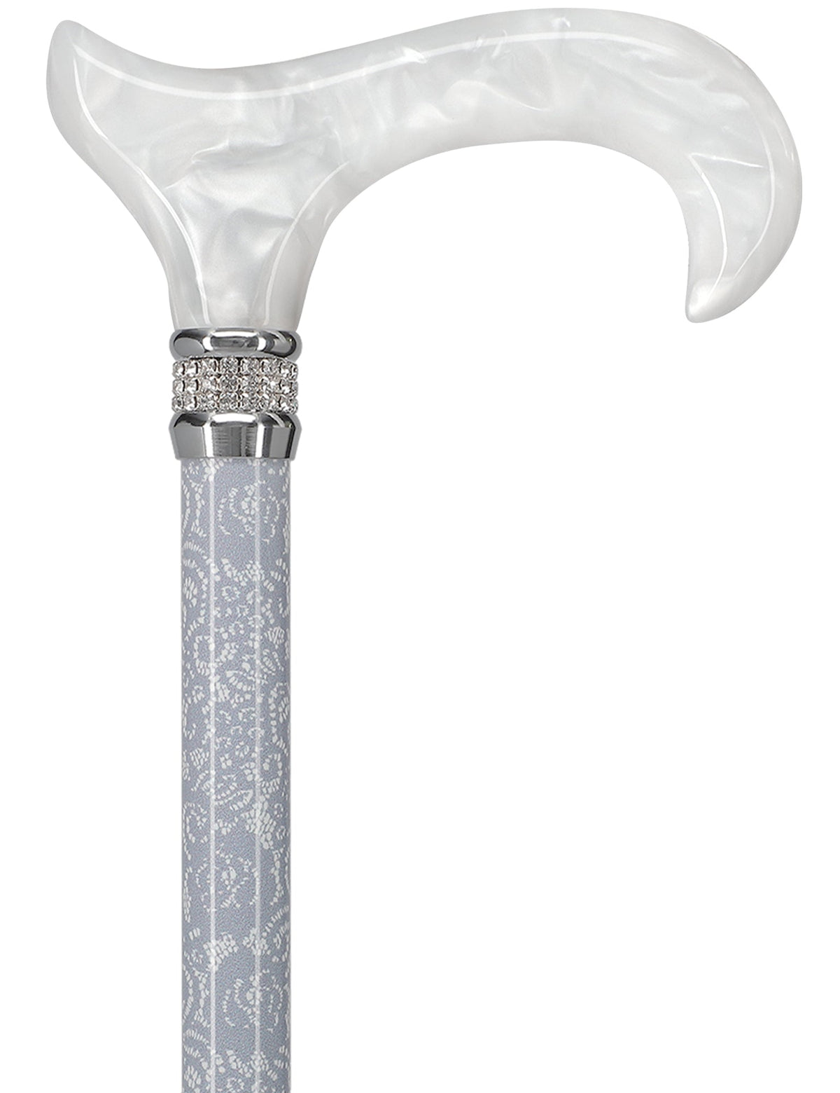 Graceful Lace Pearlz Folding Designer Adjustable Cane w/ Rhinestone collar Folding Canes - Tophatter Daily Deals