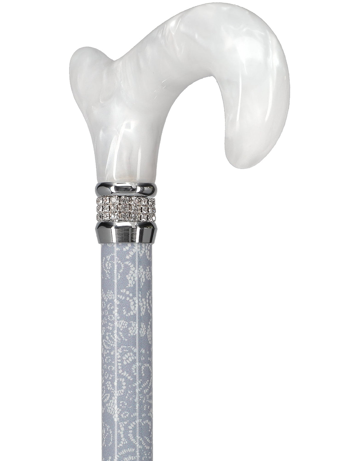 Graceful Lace Pearlz Folding Designer Adjustable Cane w/ Rhinestone collar Folding Canes - Tophatter Daily Deals