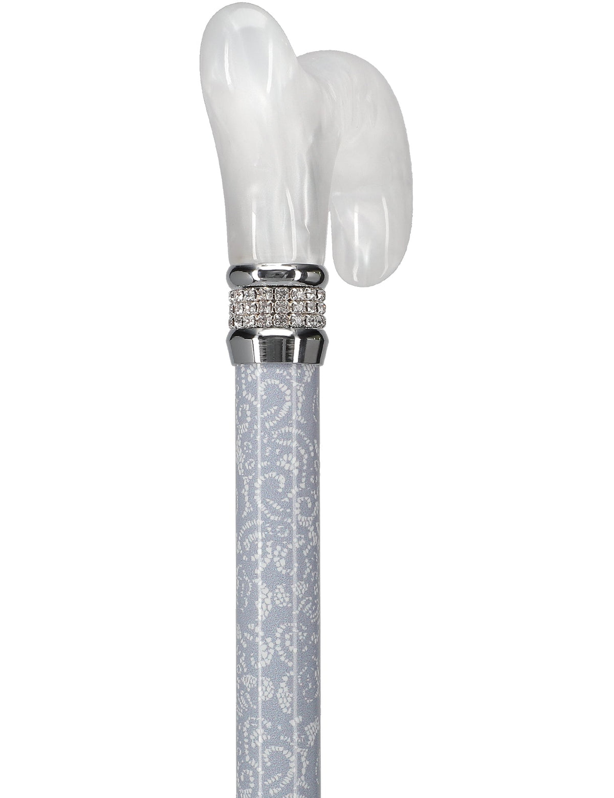 Graceful Lace Pearlz Folding Designer Adjustable Cane w/ Rhinestone collar Folding Canes - Tophatter Daily Deals