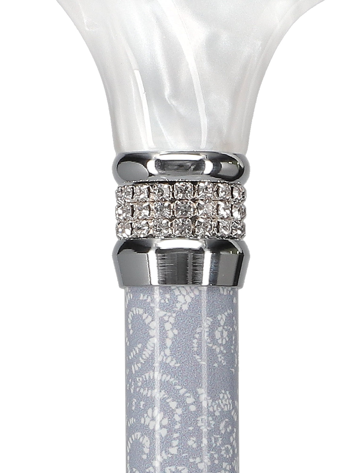Graceful Lace Pearlz Folding Designer Adjustable Cane w/ Rhinestone collar Folding Canes - Tophatter Daily Deals