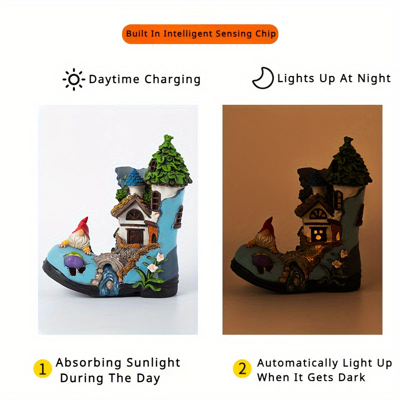 Resin Solar Gnome Treehouse Statue Outdoor Decor Lawn Ornaments & Garden Sculptures - Tophatter Daily Deals
