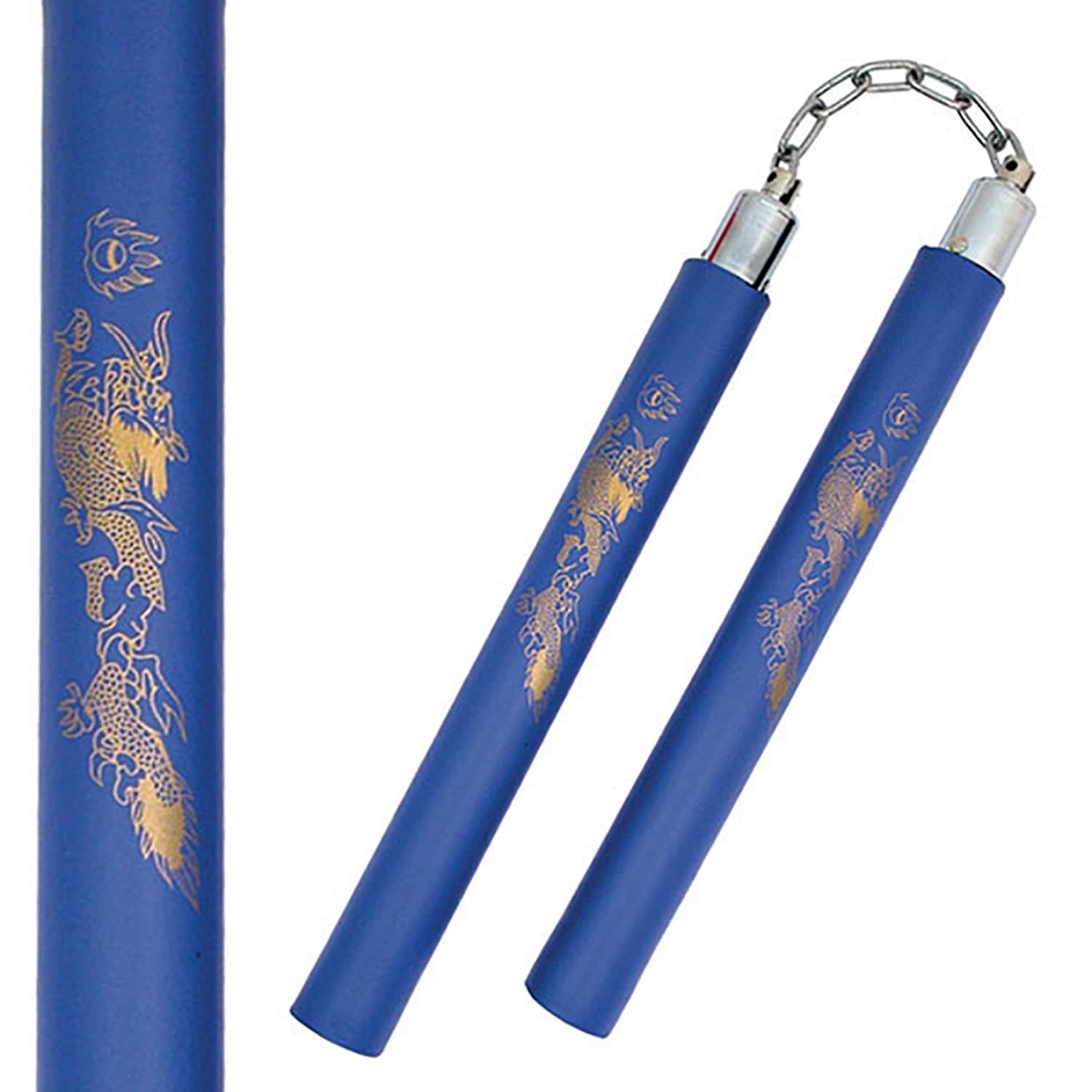 Nunchaku - Ball Bearing Chain 12 Inch Blue Foam Padded Nunchucks Collectible Weapons - Tophatter Daily Deals