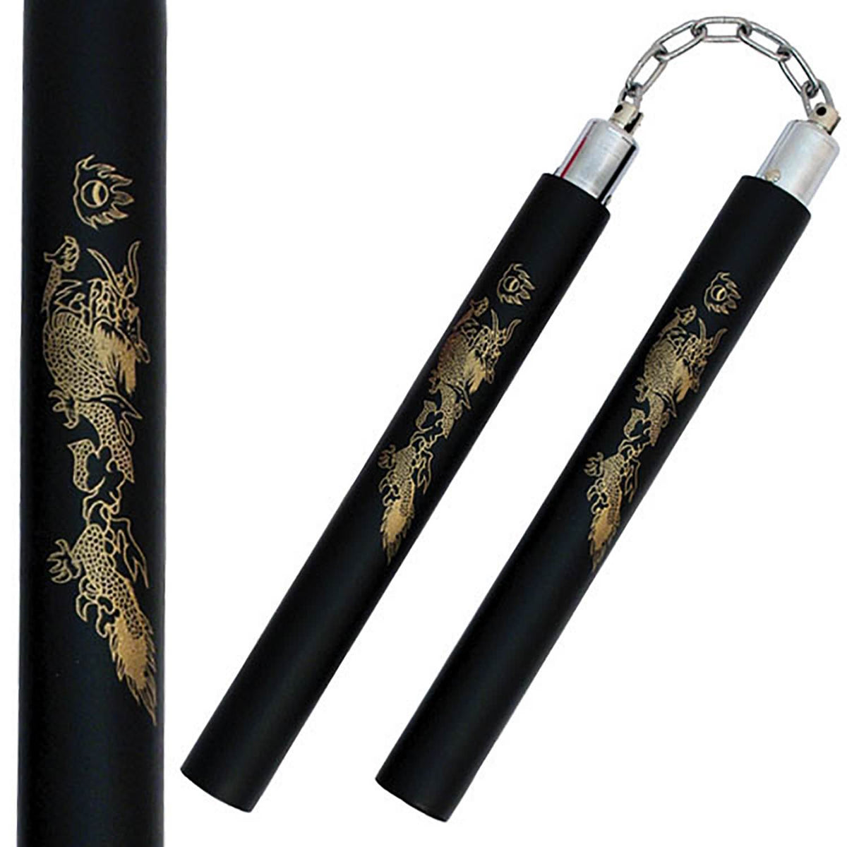 12" Black Foam Nunchucks with Ball Bearing Chain - Tophatter's Guns'N'Weapons Store - FREE SHIPPING Collectible Weapons - Tophatter Daily Deals