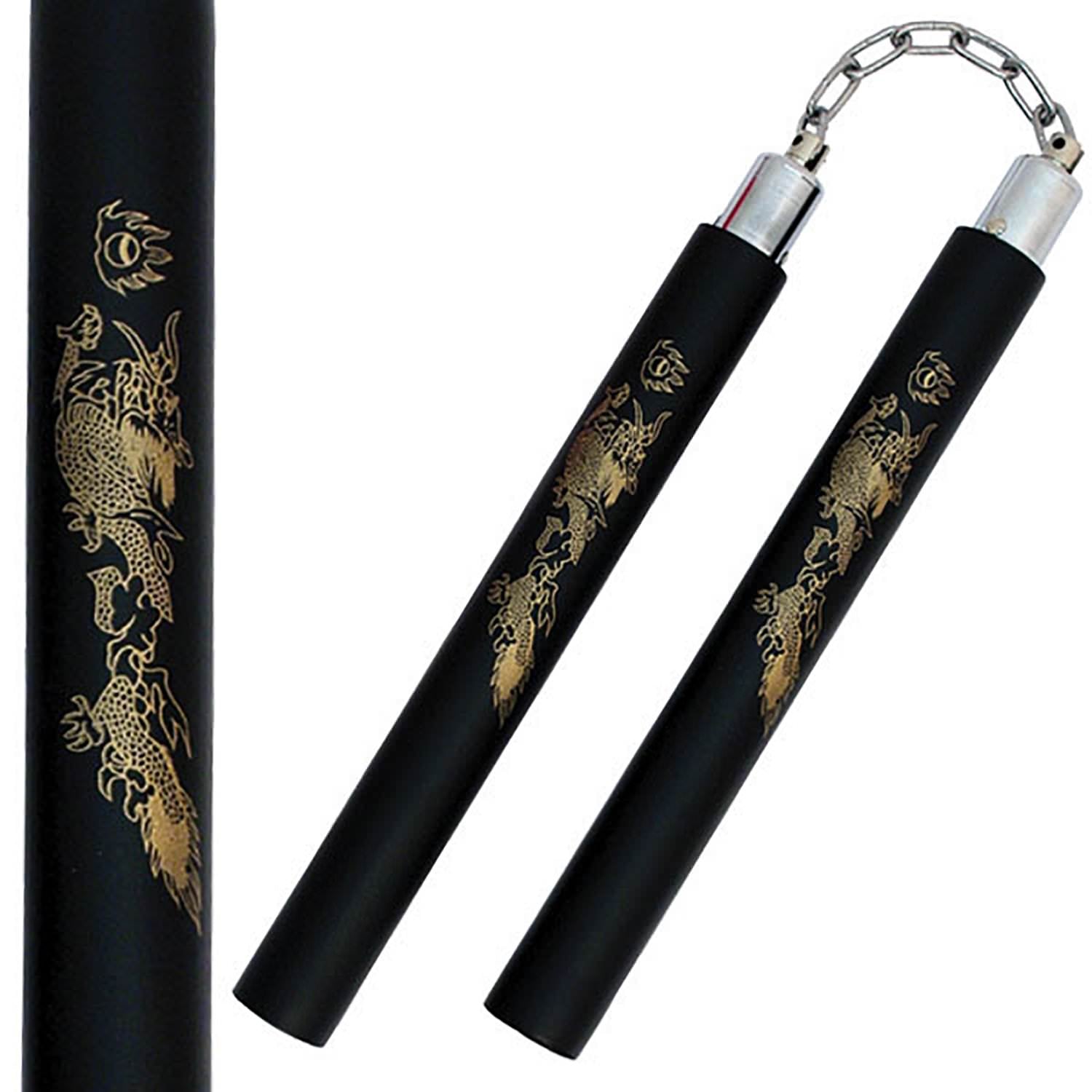 12" Black Foam Nunchucks with Ball Bearing Chain - Tophatter's Guns'N'Weapons Store Collectible Weapons - Tophatter Daily Deals