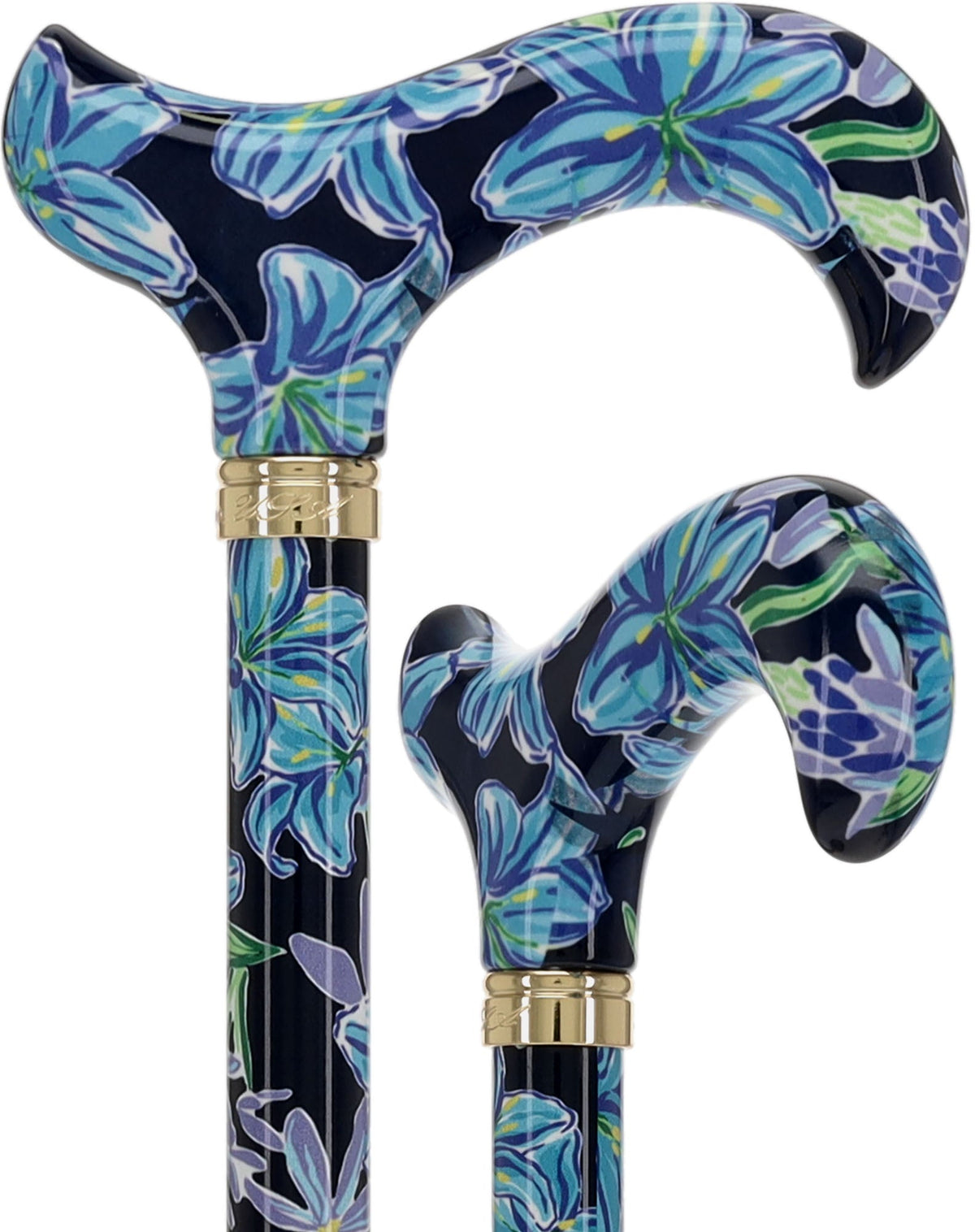 HD Pattern Designer Cane - Matching Handle & Shaft - Durable Adjustable Aluminum Blue Vivienne May - Tophatter Daily Deals