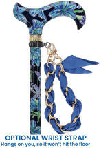 Dark Blue Vivienne May: Adjustable Cane w/ Patterned Handle Yes Adjustable Walking Canes - Tophatter Daily Deals