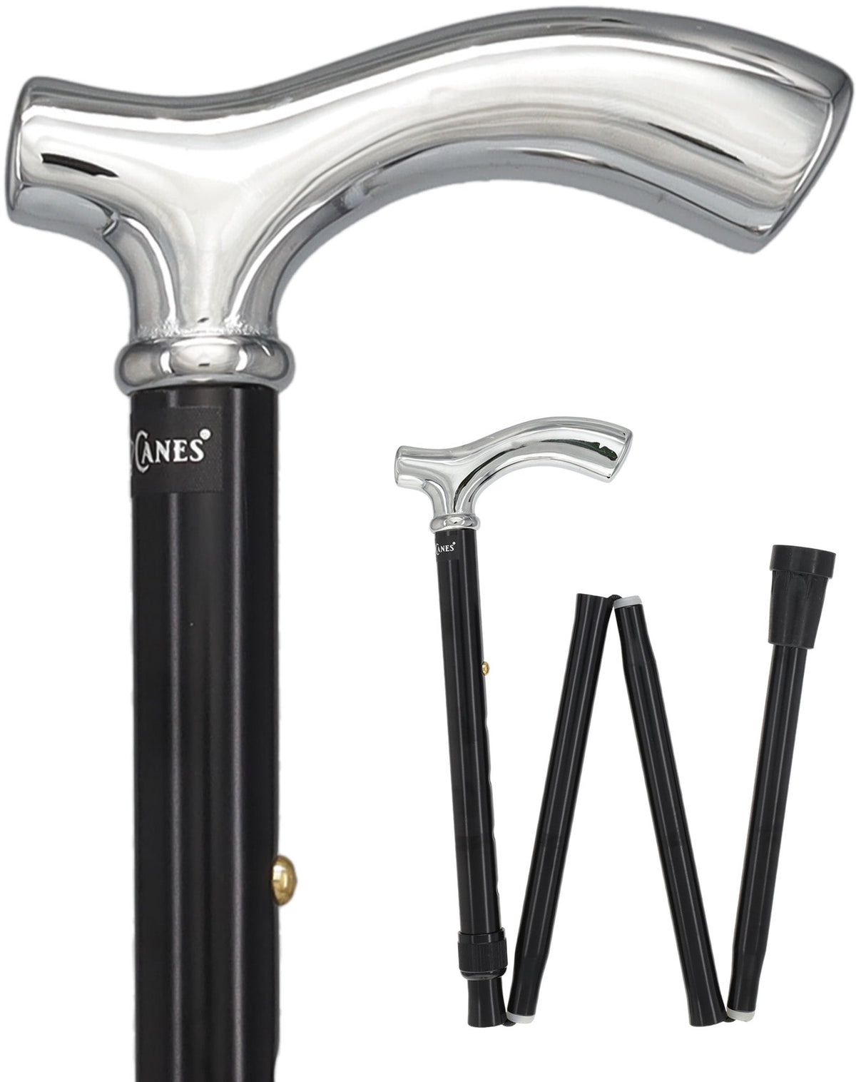 Chrome Slim Line Fritz: Petite Handle, Folding Adjustable Plated Handle Walking Canes - Tophatter Daily Deals
