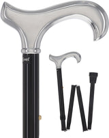 Luxury Chrome Derby Cane - Foldable, Adjustable Shaft Plated Handle Walking Canes - Tophatter Daily Deals