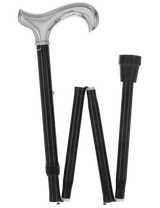 Luxury Chrome Derby Cane - Foldable, Adjustable Shaft Plated Handle Walking Canes - Tophatter Daily Deals