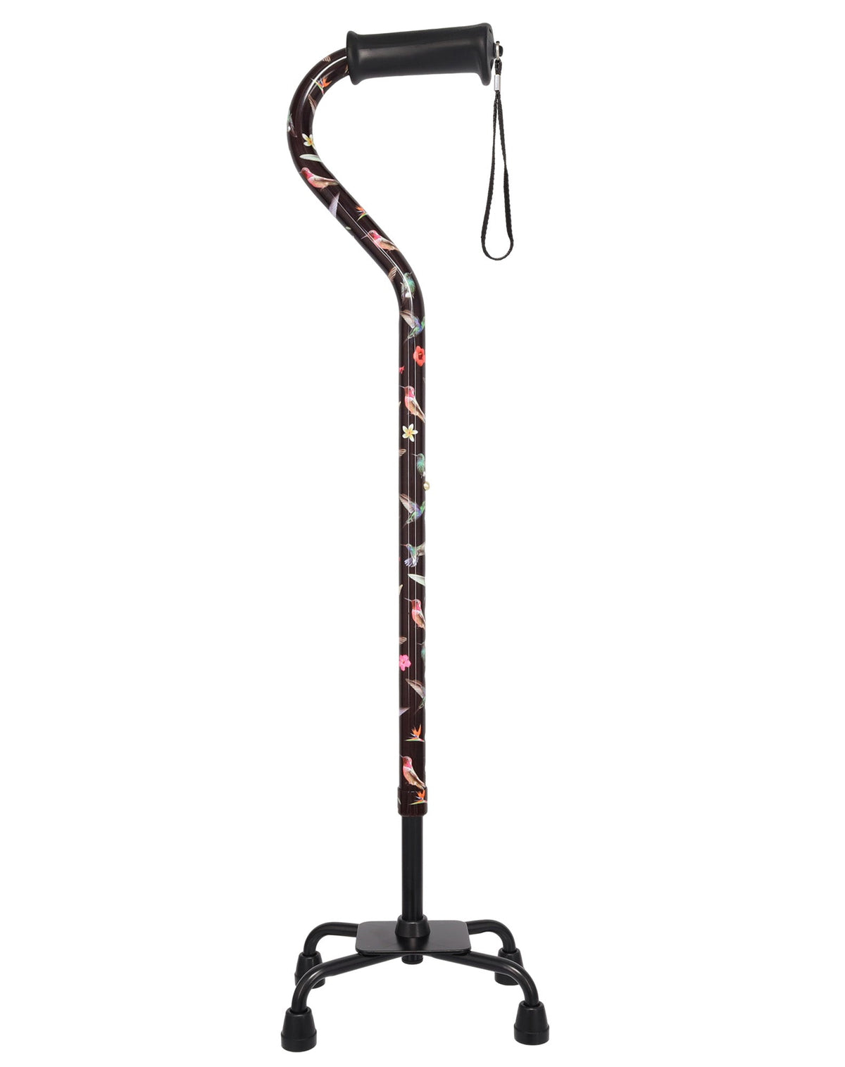 Flight of the Hummingbird Aluminum Convertible Quad Base Walking Cane - Adjustable Shaft Quad Base Canes - Tophatter Daily Deals